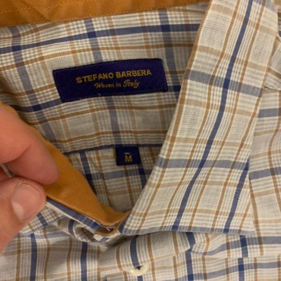 Stefano Barbera Size M Long Sleeve Dress Shirt Made In Italy Plaid - Picture 5 of 9